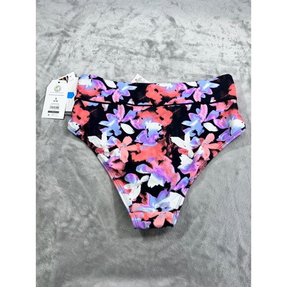Time and Tru  Bikini Bottoms Women Small Black with Colorful floral pattern NWT - Picture 8 of 8